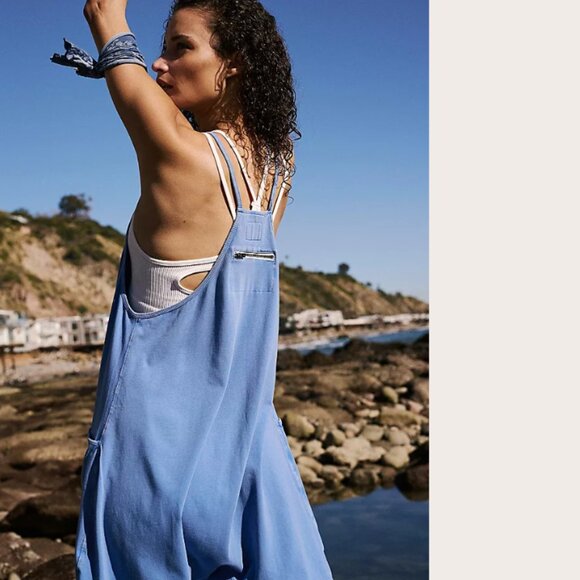 new Free People Hot Shot Onesie Jumpsuit 💙Misty Blue 257 3J2 - Picture 8 of 17